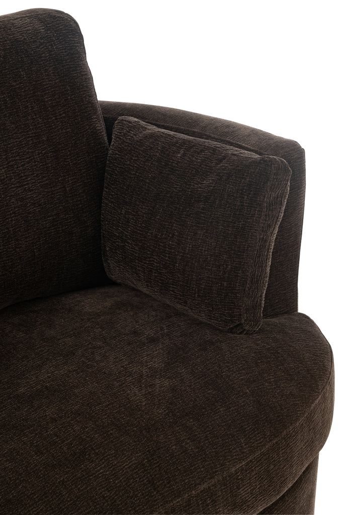 Loungestoel Swivel Populierenhout / Schuim Donker Bruin - J-Line - Fauteuil - J-Line - livinglovely.nl