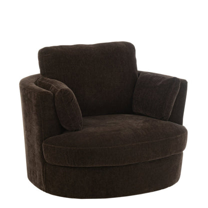 Loungestoel Swivel Populierenhout / Schuim Donker Bruin - J-Line