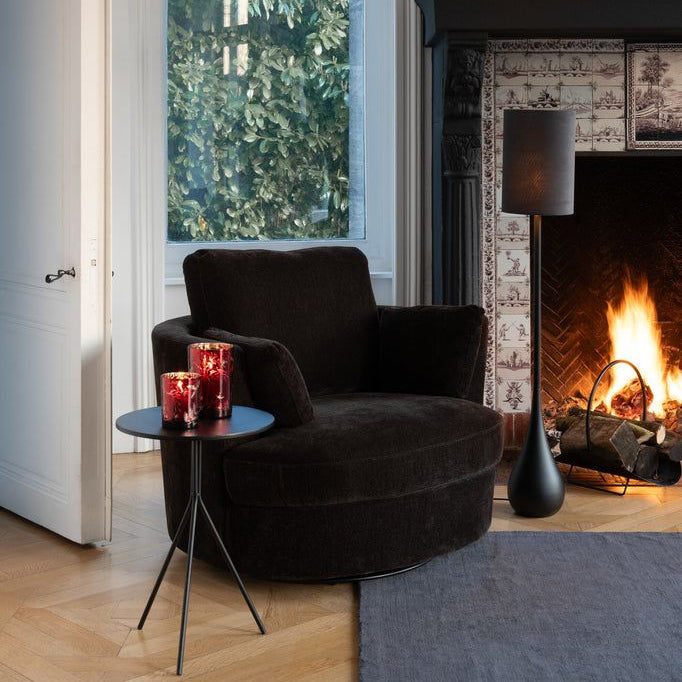 Loungestoel Swivel Populierenhout / Schuim Donker Bruin - J-Line