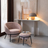 Loungstoel + krukje Napoli Licht Roze J-Line - Loungestoel - J-Line - livinglovely.nl