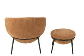 Loungstoel + krukje Napoli Terracotta J-Line - - J-Line - livinglovely.nl