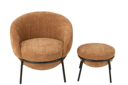 Loungstoel + krukje Napoli Terracotta J-Line - - J-Line - livinglovely.nl