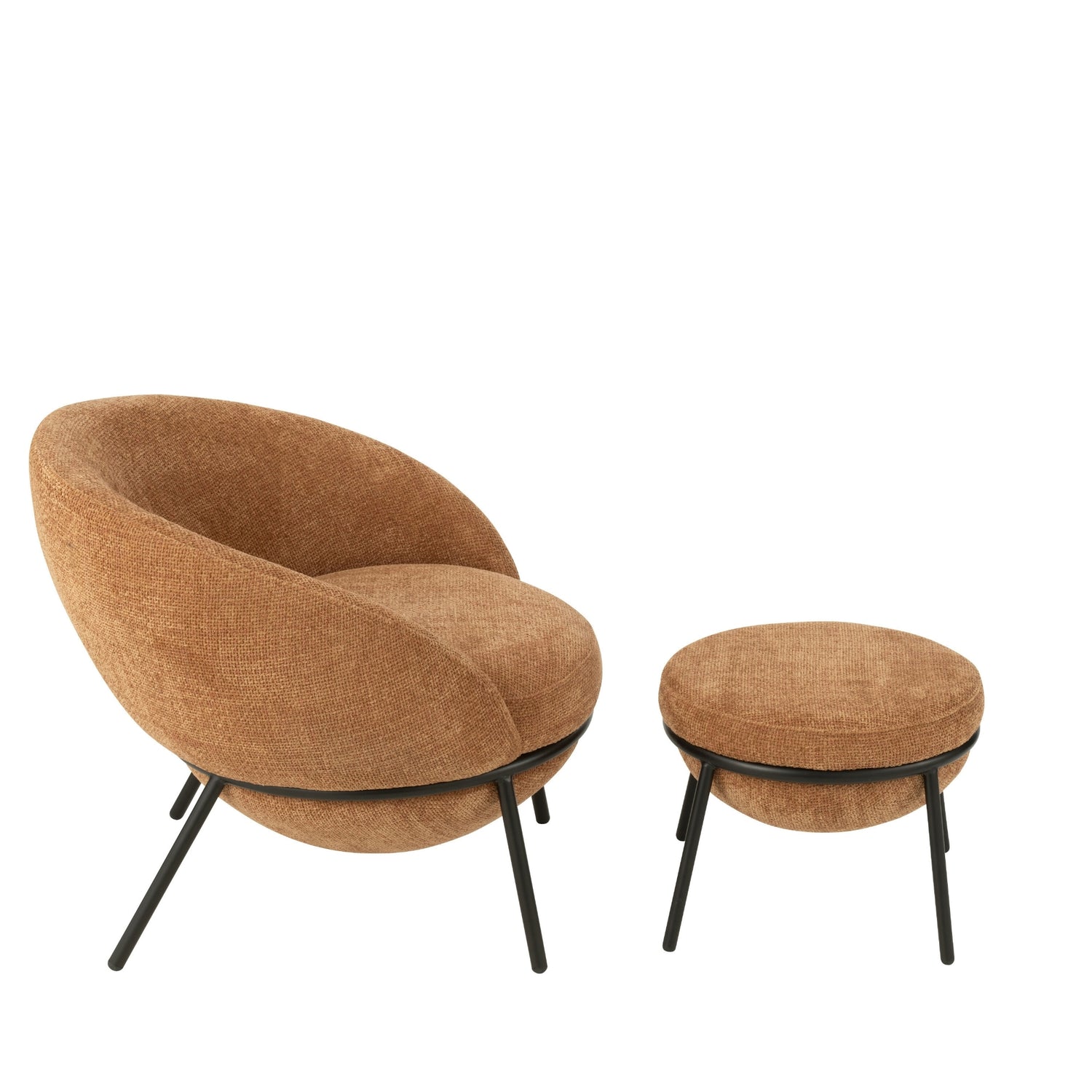 Loungstoel + krukje Napoli Terracotta J-Line - - J-Line - livinglovely.nl