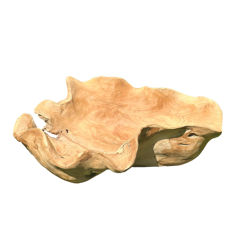 Loza Natural teakwood organic shaped bowl PTMD - Schaal - PTMD - livinglovely.nl