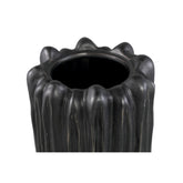Luci Black Ceramic Vase Ribbed Round L van PTMD, detail van het ribbelpatroon