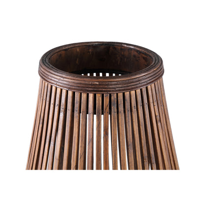 Lysia Brown Round Bamboo Lantern With Glass L (set of 2) - - PTMD - livinglovely.nl