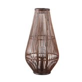 Lysia Brown Round Bamboo Lantern With Glass L (set of 2) - - PTMD - livinglovely.nl