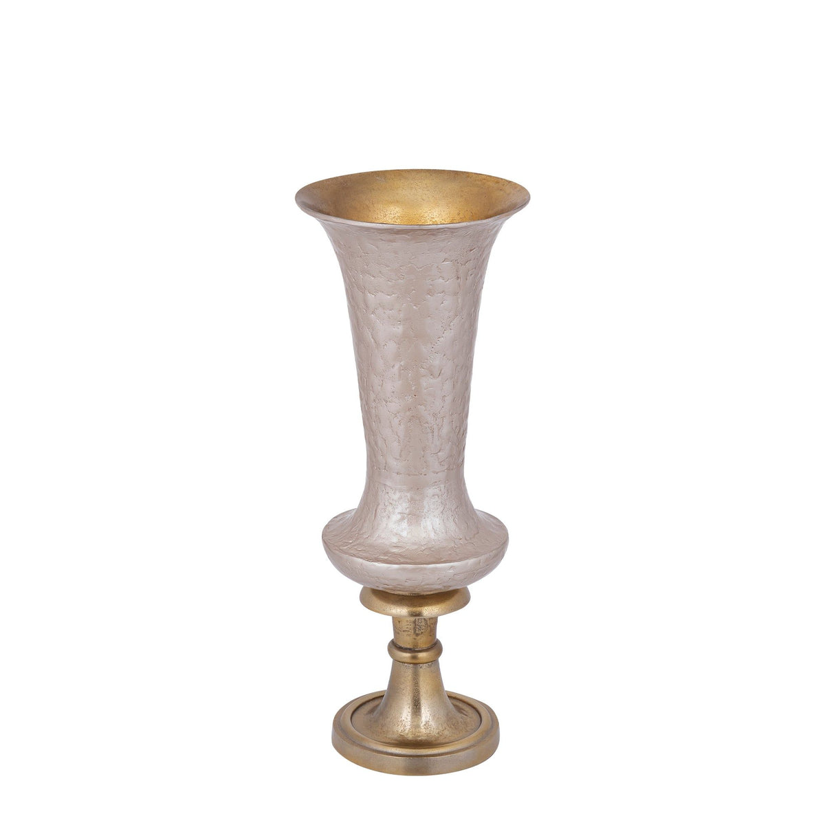 Lysse vaas small van PTMD van opzij, champagne emaille met glanzende afwerking