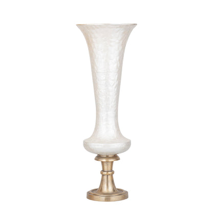 Lysse vaas large van PTMD, witte vaas van gegoten aluminium met emaille