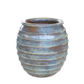 Maeghan Cream Round Ceramic Pot Lines Rough Finish PTMD - Pot - PTMD - livinglovely.nl