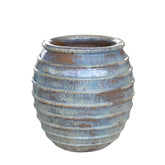 Maeghan Cream Round Ceramic Pot Lines Rough Finish PTMD - Pot - PTMD - livinglovely.nl