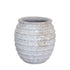 Maeghan White Round Ceramic Pot Lines Rough Finish PTMD - Pot - PTMD - livinglovely.nl
