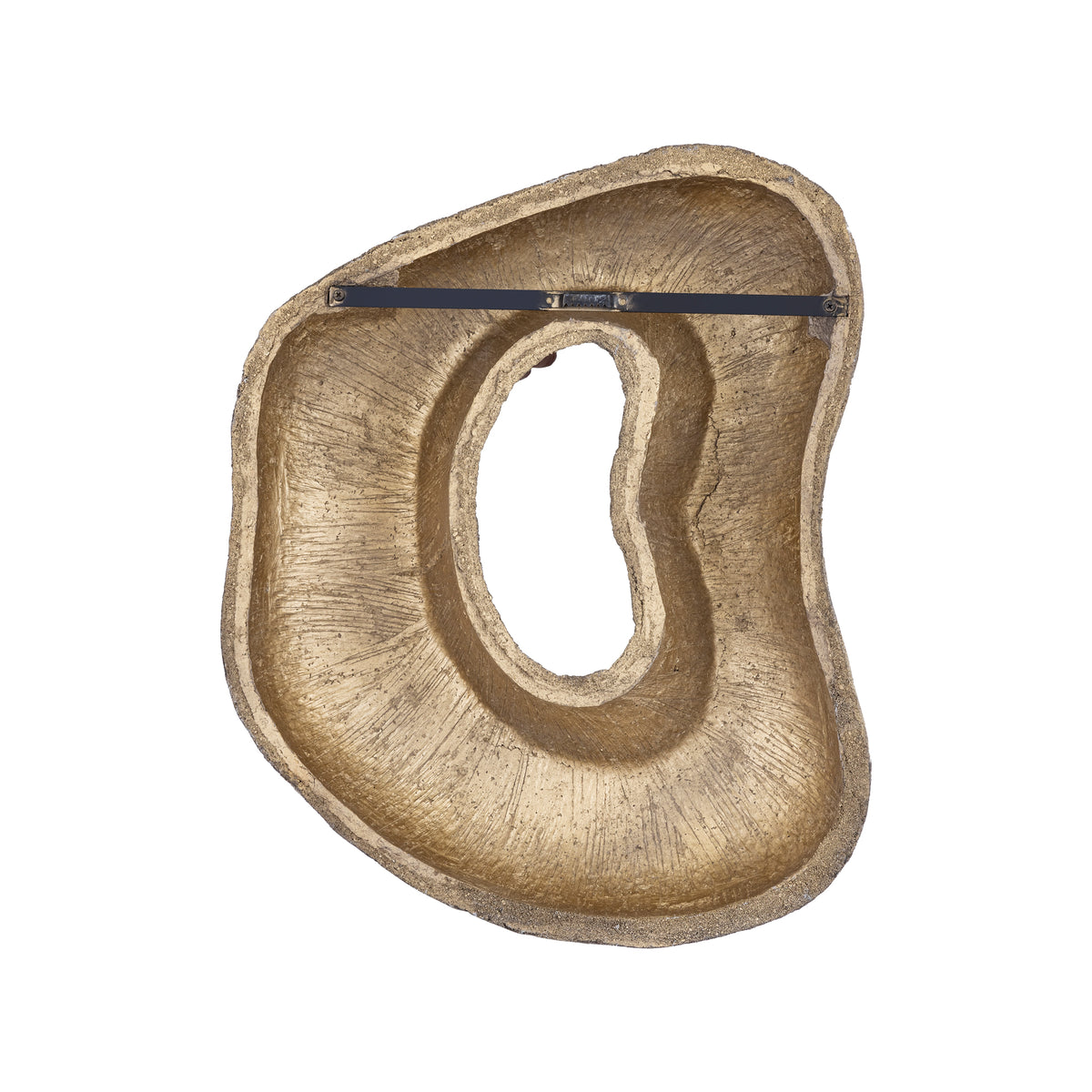 Mahniya Gold Paper Machee Organic Open Wall Panel van PTMD, detail van de gouden papier-maché textuur