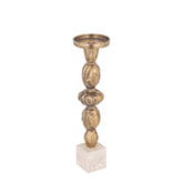 Malines Gold Casted Alu Candleholder On Base L PTMD - Kandelaar - PTMD - livinglovely.nl