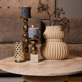 Malines Gold Casted Alu Candleholder On Base L PTMD - Kandelaar - PTMD - livinglovely.nl