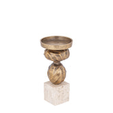 Malines Gold Casted Alu Candleholder On Base S PTMD - Kaarshouder - PTMD - livinglovely.nl