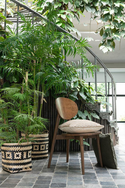 Mand Patronen Handvaten Bamboe Naturel/Zwart Set van 3 - Mand - J-Line - livinglovely.nl