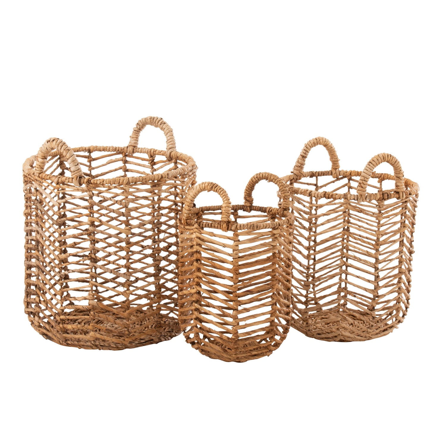 Manden Bananen Bladeren Naturel Set van 3 - Mand - J-Line - livinglovely.nl