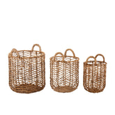 Manden Bananen Bladeren Naturel Set van 3 - Mand - J-Line - livinglovely.nl