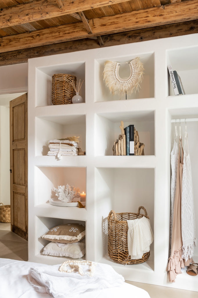 Manden Bananen Bladeren Naturel Set van 3 - Mand - J-Line - livinglovely.nl