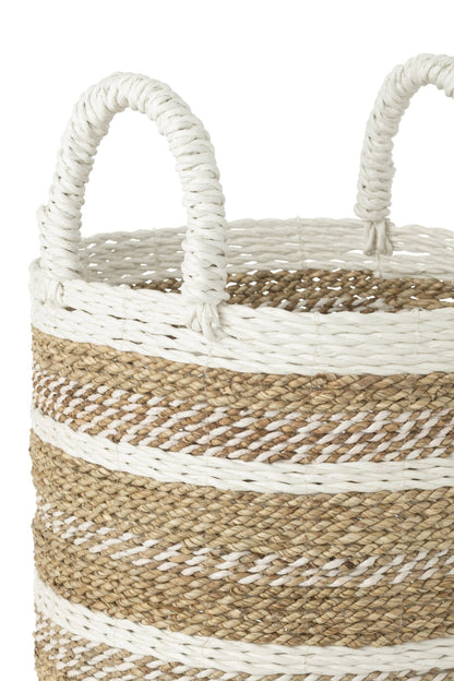Manden Caro Raffia Wit/Naturel Set van 3 J-Line
