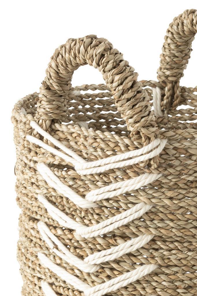 Manden Chevron Raffia Wit/Naturel Set van 2 - Mand - J-Line - livinglovely.nl