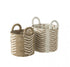 Manden Chevron Raffia Wit/Naturel Set van 2 - Mand - J-Line - livinglovely.nl