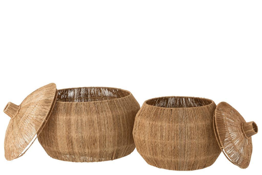 Manden Dantya Bal Jute Naturel Set van 2 - Mand - J-Line - livinglovely.nl