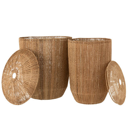 Manden Dantya Lang Jute Naturel Set van 2 - Mand - J-Line - livinglovely.nl