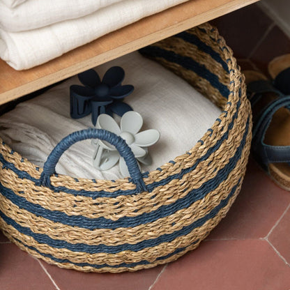 Manden Gestreept Papier Naturel/Blauw Set van 2 J-Line