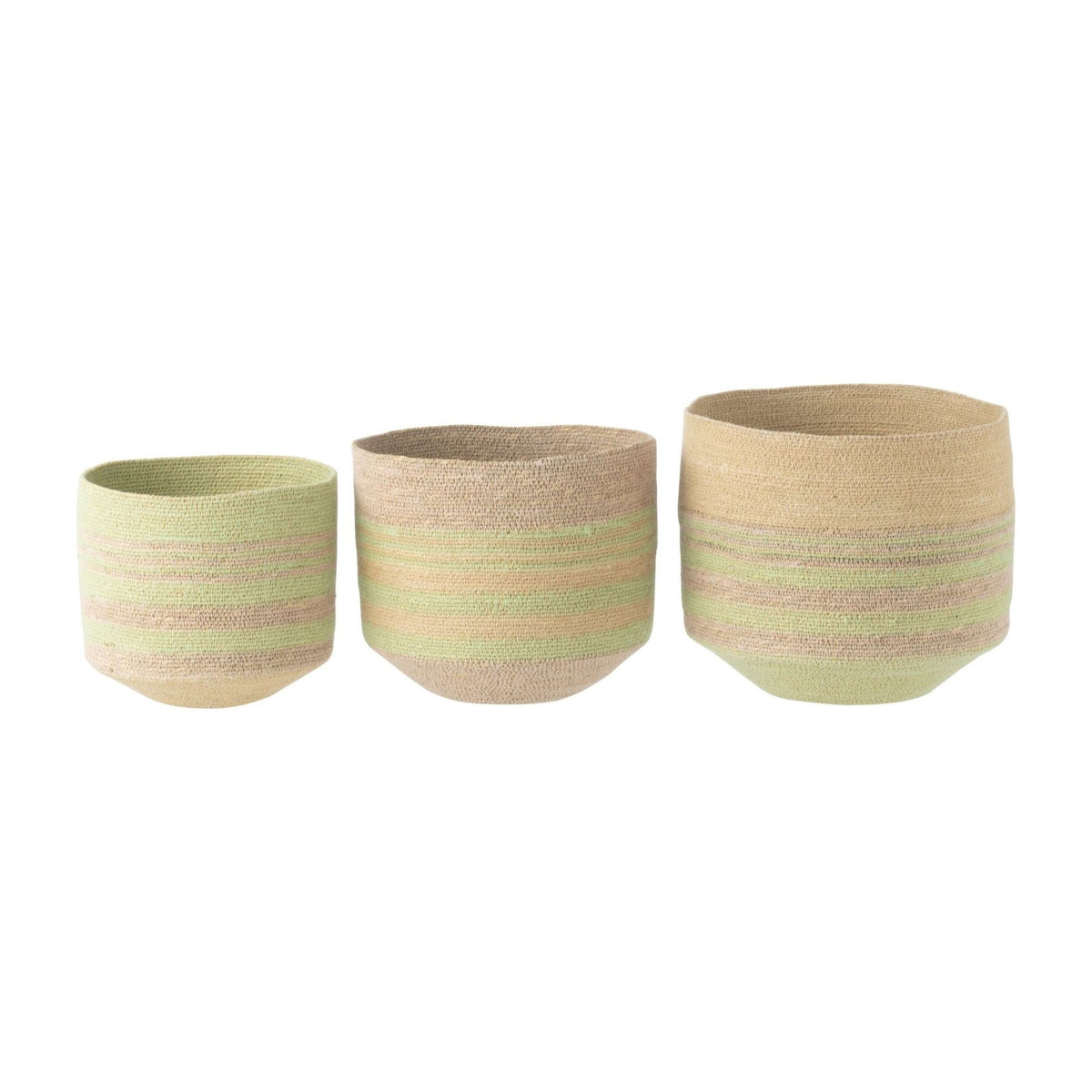 Manden Gestreept Zeegras Naturel/Groen Set van 3 J-Line