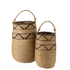 Manden Groot Zeegras Naturel/Zwart Set van 2 - Mand - J-Line - livinglovely.nl