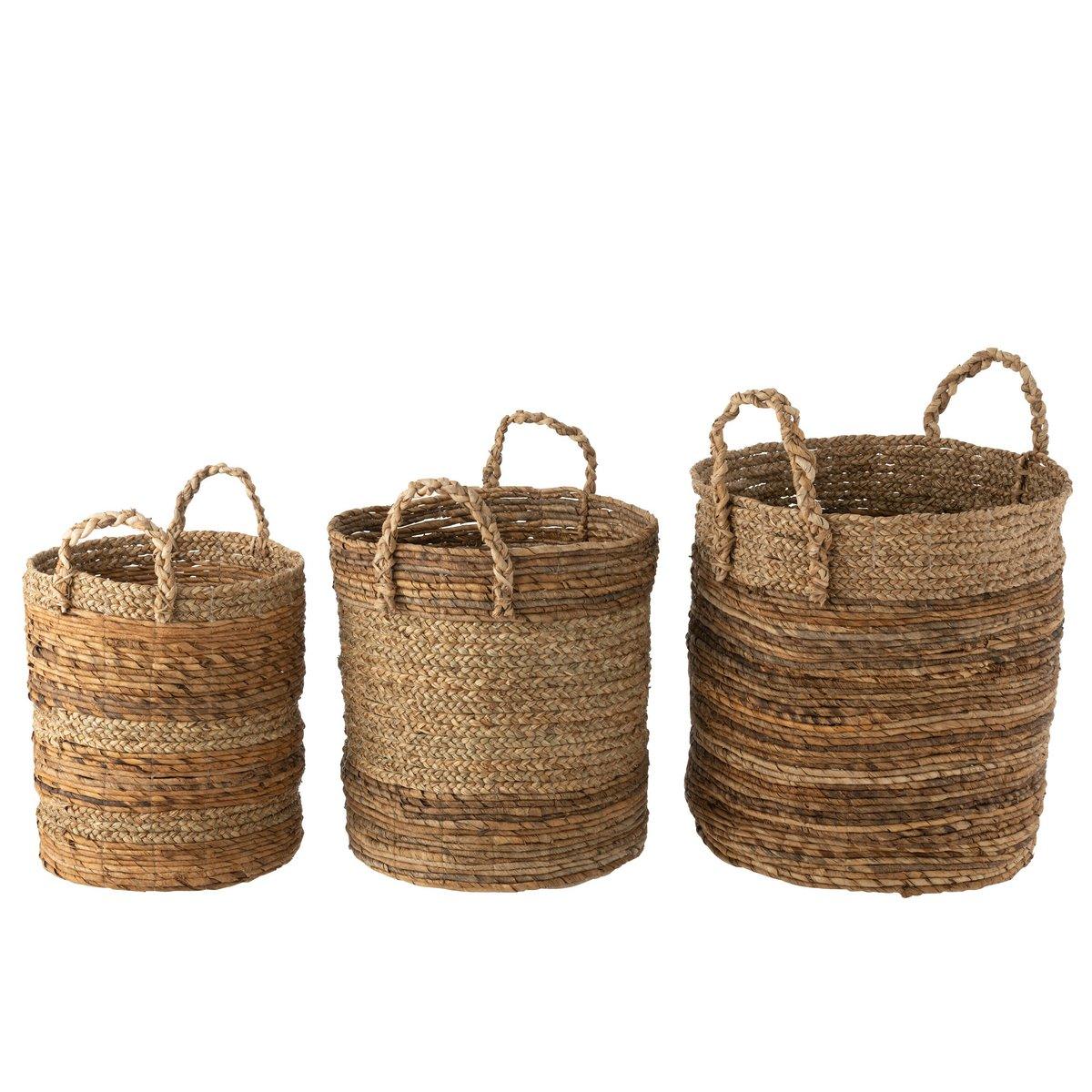 Manden Lucie Raffia Naturel Set van 3 - Mand - J-Line - livinglovely.nl