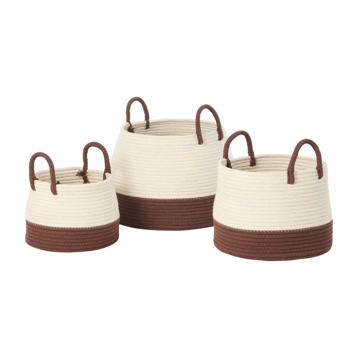 Manden met Hengsel Rond Polyester Donkerbruin/Wit Set van 3 J-Line