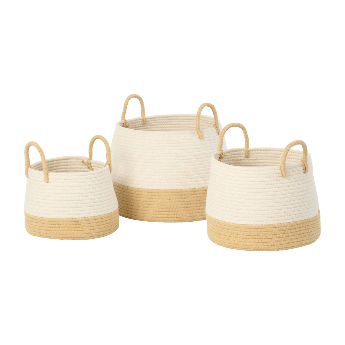 Manden met Hengsel Rond Polyester Naturel/Wit Set van 3 J-Line