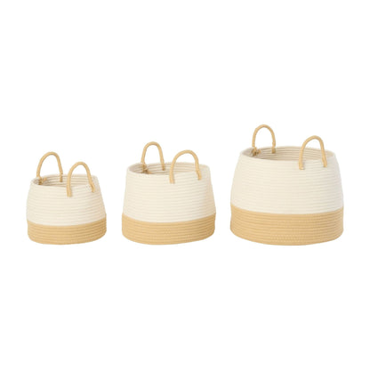Manden met Hengsel Rond Polyester Naturel/Wit Set van 3 J-Line
