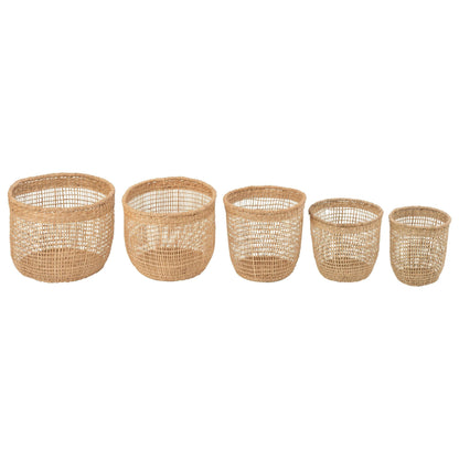 Manden Oasis Zeegras Licht Naturel Set van 5 - Mand - J-Line - livinglovely.nl