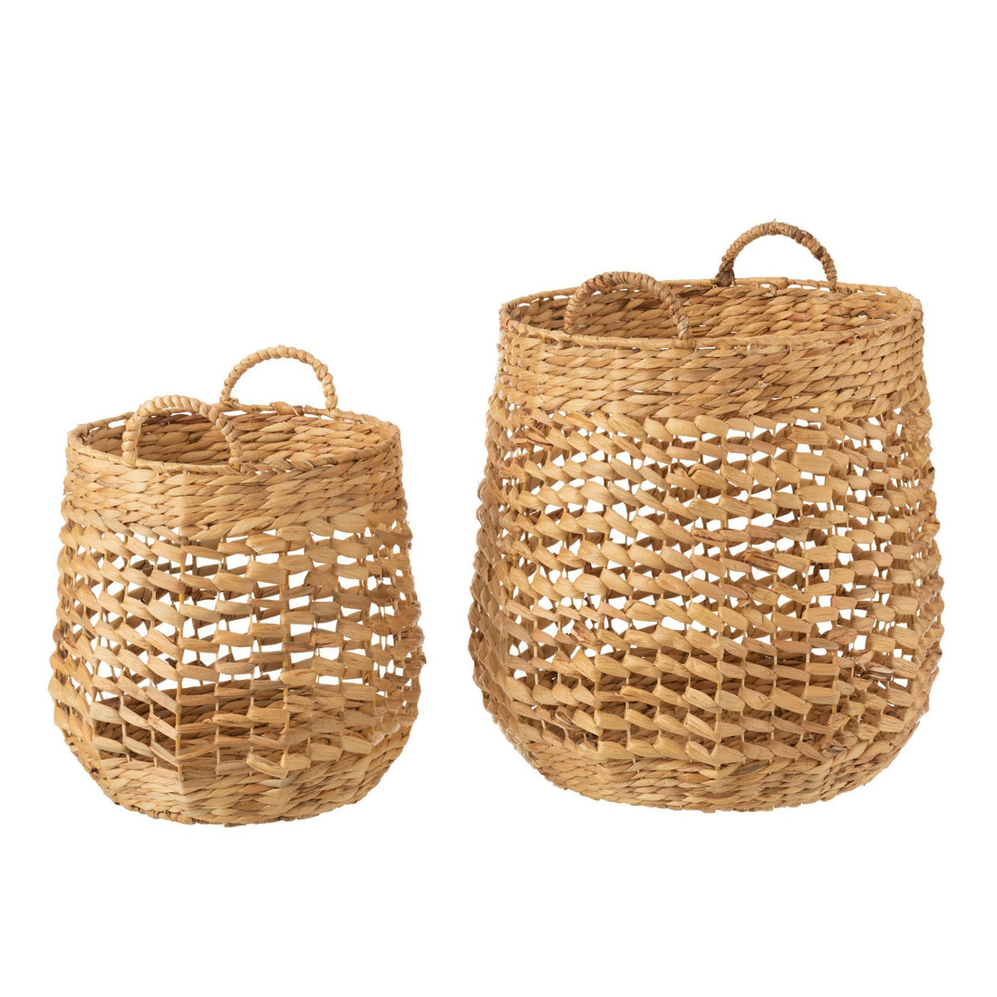 Manden Waterhyacinth Naturel Set Van 2 - Mand - J-Line - livinglovely.nl