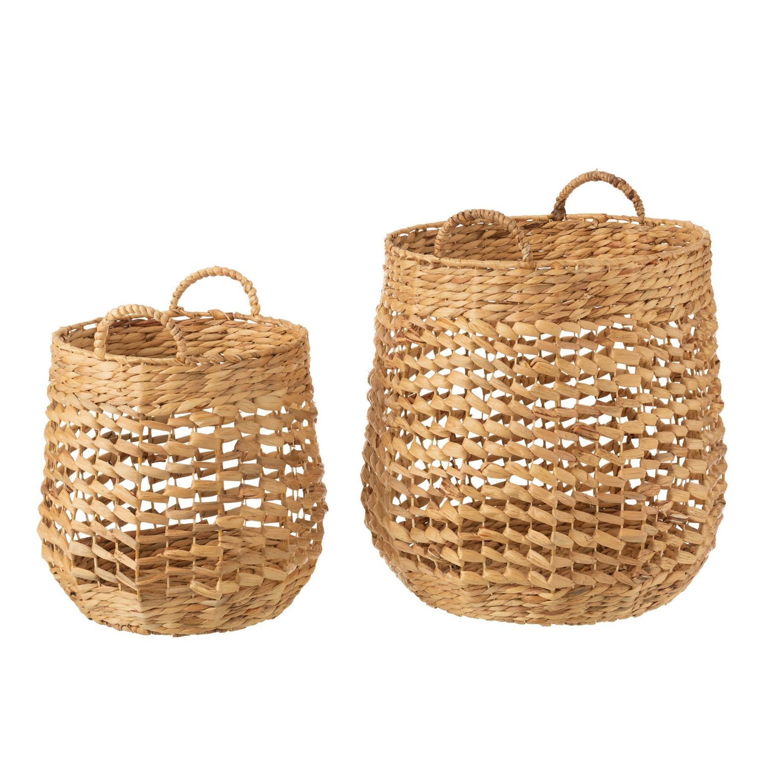 Manden Waterhyacinth Naturel Set Van 2 - Mand - J-Line - livinglovely.nl