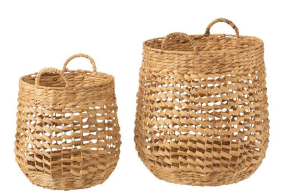 Manden Waterhyacinth Naturel Set Van 2 - Mand - J-Line - livinglovely.nl