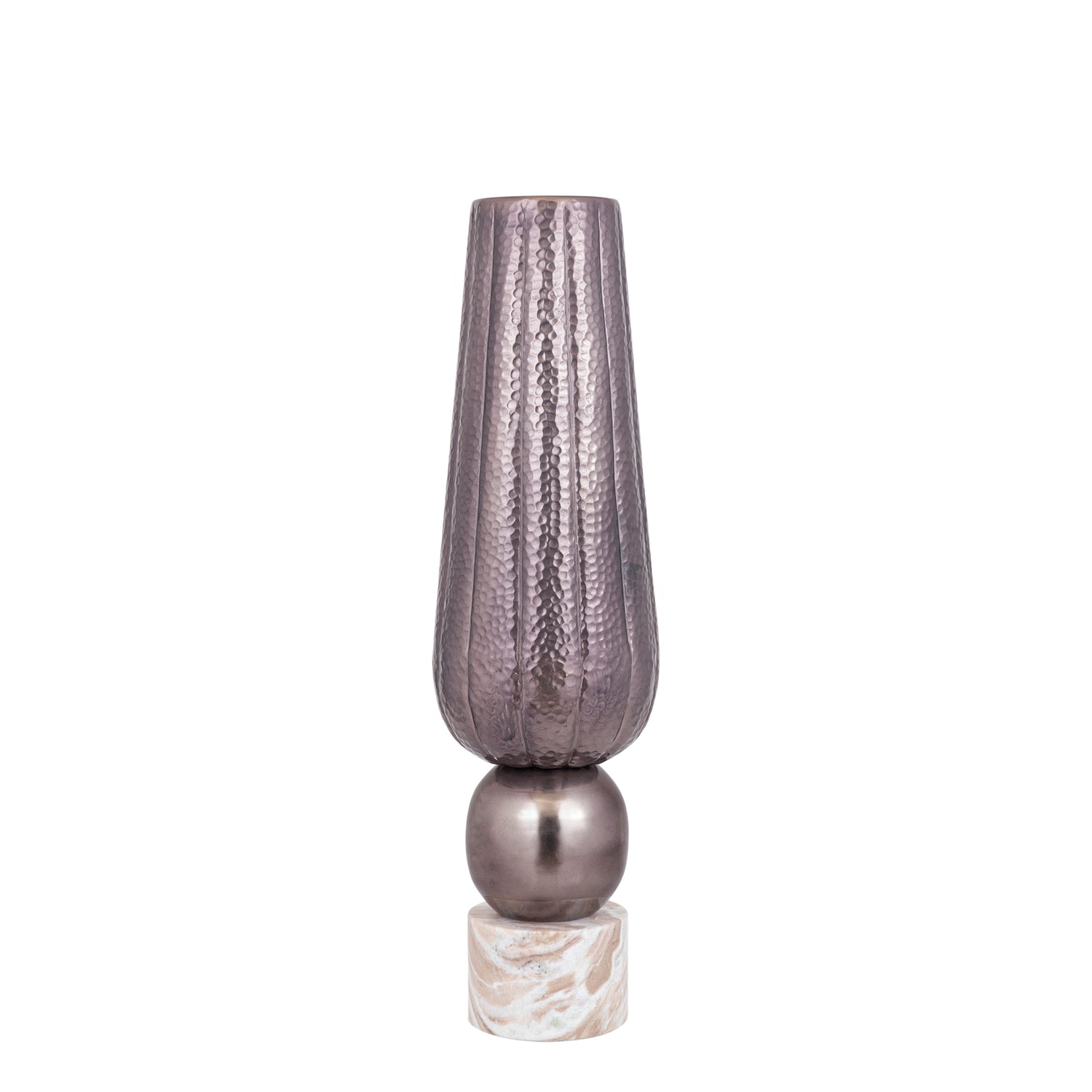 Marive Bronze Alu Sheet Vase On Marble Base Round - - PTMD - livinglovely.nl