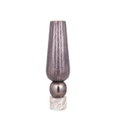 Marive Bronze Alu Sheet Vase On Marble Base Round - - PTMD - livinglovely.nl