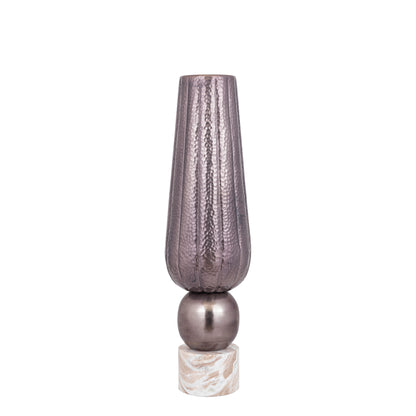 Marive Bronze Alu Sheet Vase On Marble Base Round - - PTMD - livinglovely.nl
