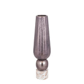 Marive Bronze Alu Sheet Vase On Marble Base Round - - PTMD - livinglovely.nl