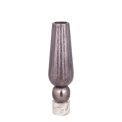 Marive Bronze Alu Sheet Vase On Marble Base Round - - PTMD - livinglovely.nl