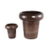 Megga Brown Big Glazed Ceramic Pot Thick Border set van 2 PTMD - Pot - PTMD - livinglovely.nl