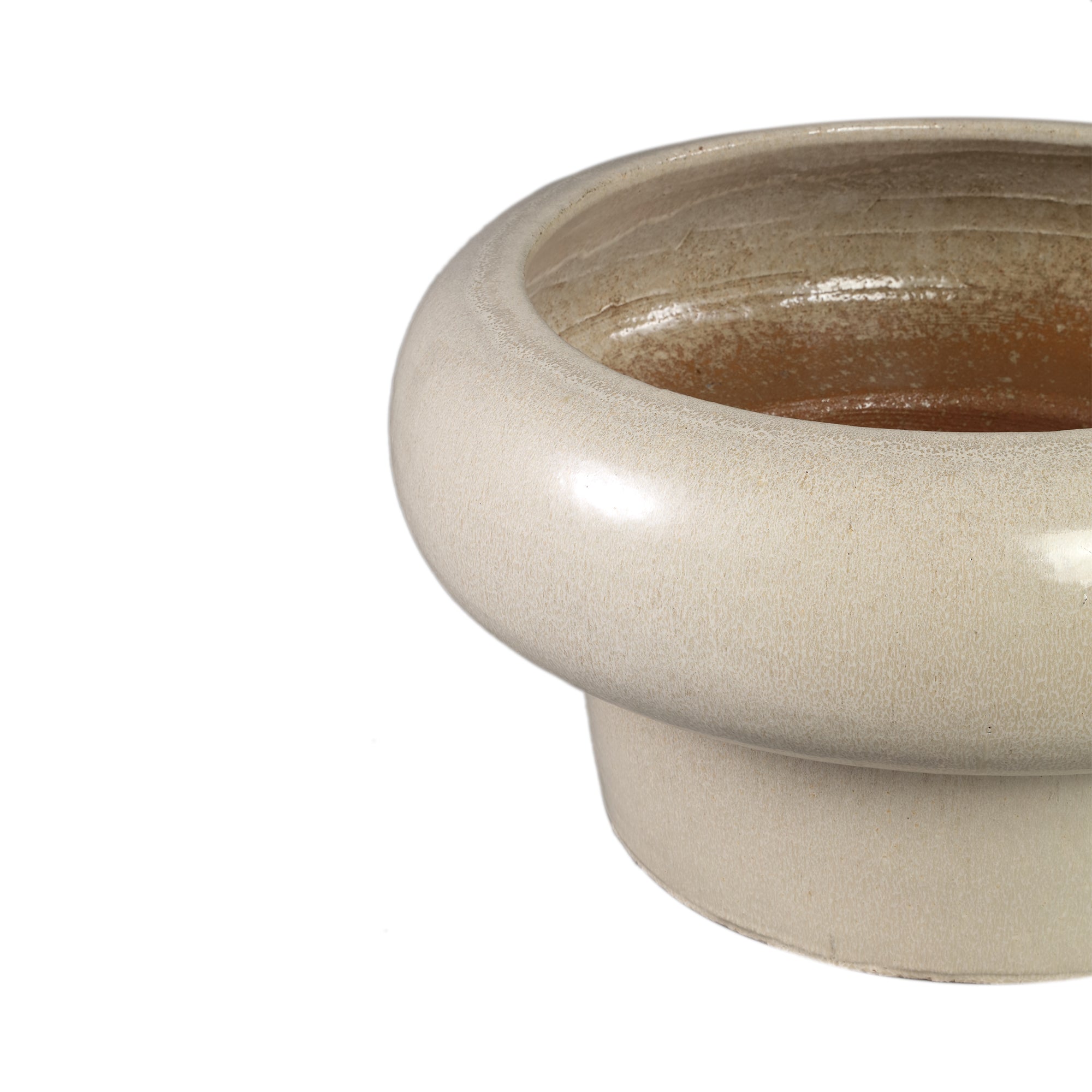 Megga Cream Big Glazed Ceramic Pot Thick Border Set van 2 PTMD - Pot - PTMD - livinglovely.nl