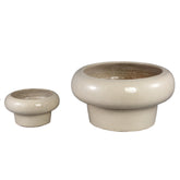 Megga Cream Big Glazed Ceramic Pot Thick Border Set van 2 PTMD - Pot - PTMD - livinglovely.nl