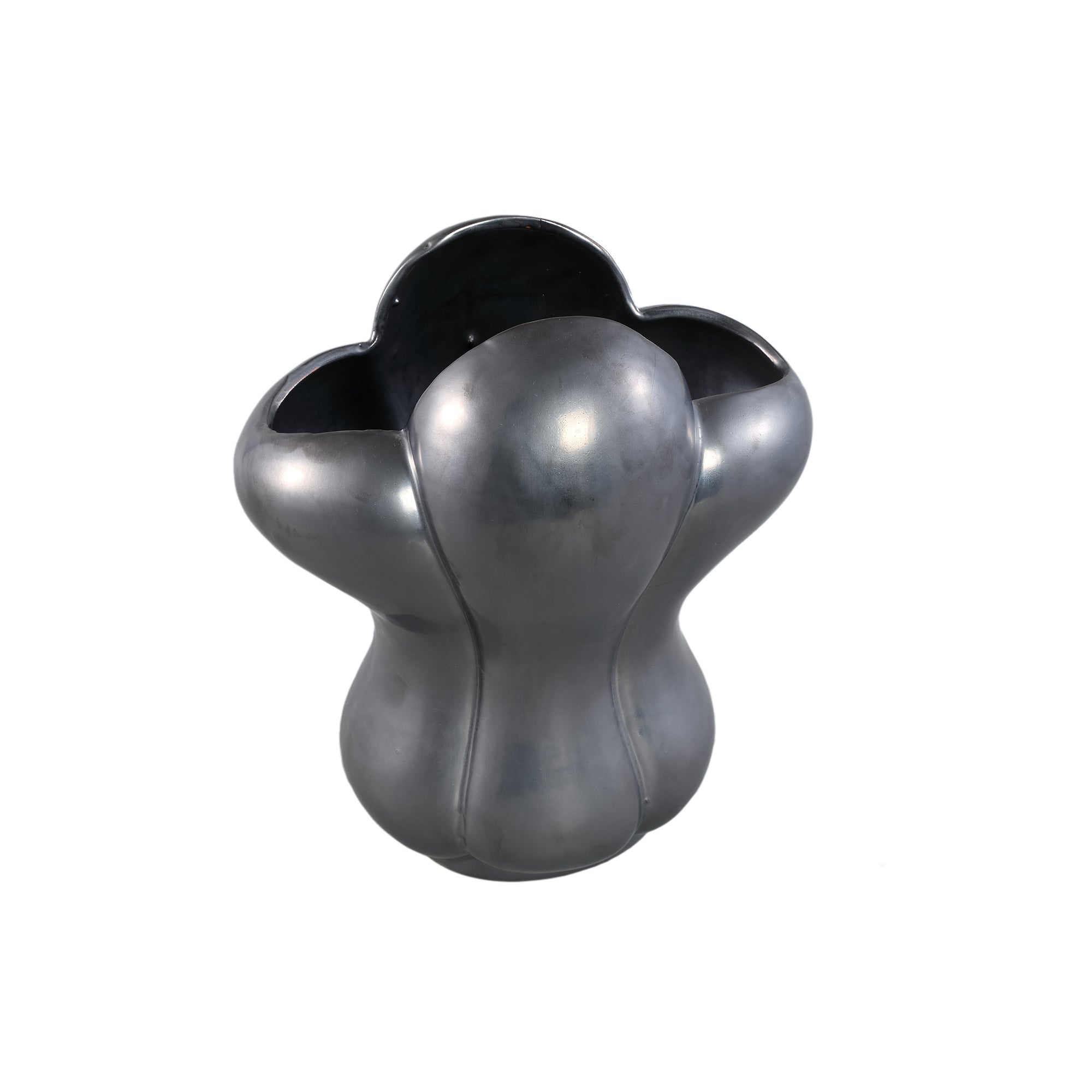 Mellie Black France Lily Flower Ceramic Vase L 29x22x33.5cm PTMD - Vaas - PTMD - livinglovely.nl