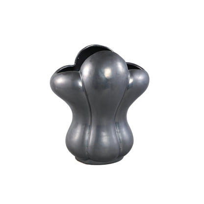 Mellie Black France Lily Flower Ceramic Vase L 29x22x33.5cm PTMD - Vaas - PTMD - livinglovely.nl